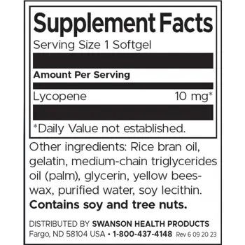 Swanson Lycopene За здраве на простатата х 120 софтгел капсули