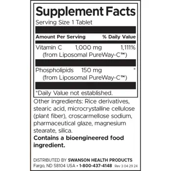 Swanson Liposomal Vitamin C Висока бионаличност х 60 таблетки