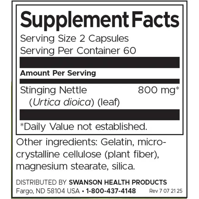 Swanson Stinging Nettle Leaf Листа от коприва х 120 капсули