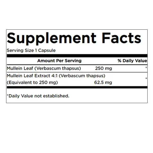 Swanson Mullein Leaf Extract Стандартизиран продукт х 60 капсули