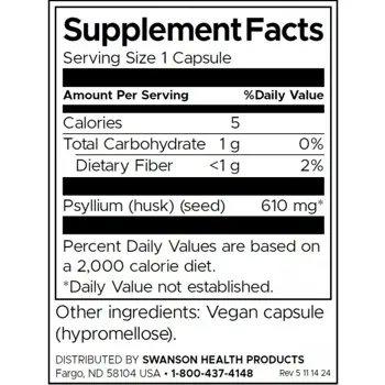 Swanson Psyllium Husks Люспи от Псилиум х 100 капсули