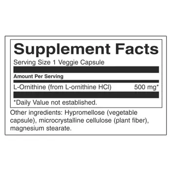 Swanson L-Ornithine Подкрепа при стрес и детоксикация х 60 веге капсули
