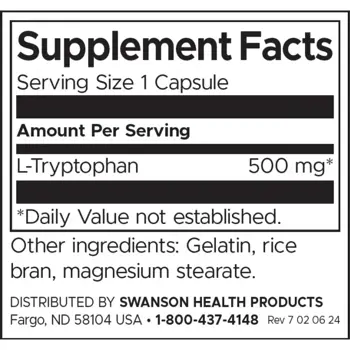 Swanson L-Tryptophan За спокоен сън и възстановяване х 60 капсули