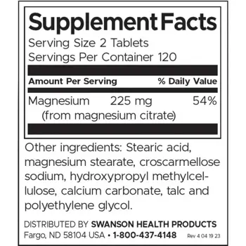 Swanson Magnesium Citrate Super Strength Магнезиев цитрат супер сила