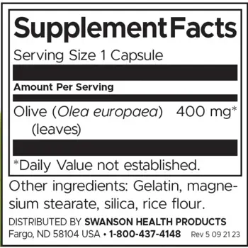 Swanson Full Spectrum Olive Leaf Маслинови листа 400 мг х 60 капсули