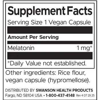Swanson Melatonin 1 mg Мелатонин за спокоен сън х 120 капсули