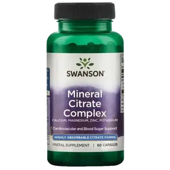 Swanson Mineral Citrate Complex Калций, Магнезий, Цинк, Калий - 60 капсули
