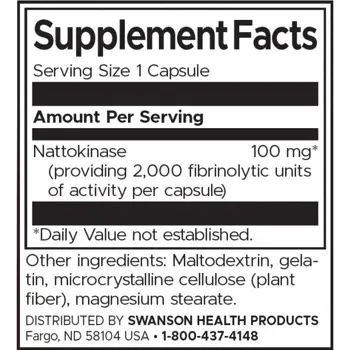 Swanson Nattokinase 2000 Фибринолитични Единици За сърдечно-съдово здраве