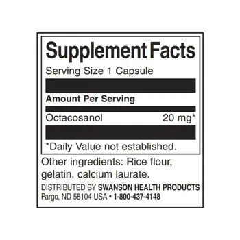 Swanson Octacosanol Maximum Strength Максимална сила Октакозанол х 30 капсули