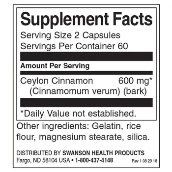 Swanson Full Spectrum Ceylon Cinnamon Пълен спектър цейлонска канела х 120 капсули