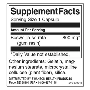 Swanson Full Spectrum Boswellia Double Strength За здрави стави х 60 капсули