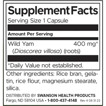 Swanson Full Spectrum Wild Yam Подкрепа за женското здраве х 60 капсули