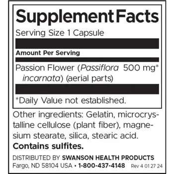 Swanson Full Spectrum Passion Flower Подкрепа при стрес и за спокоен сън х 60 веге капсули