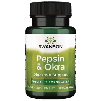 Swanson Pepsin & Okra Пепсин и Бамя за храносмилателна подкрепа х 90 капсули