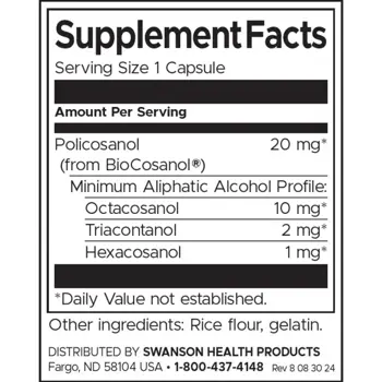 Swanson Policosanol За сърдечно-съдово здраве х 60 капсули