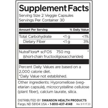Swanson NutraFlora Prebiotic Пребиотик за подкрепа на чревната флора х 60 капсули