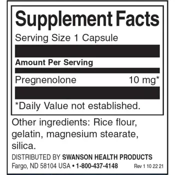 Swanson Pregnenolone 10 мг В подкрепа на мозъка и нервната система