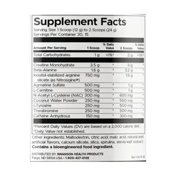 Swanson Pre-Workout Booster Вкус Синя Малина