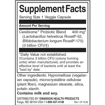 Swanson Happy Microbiome Stress Support Probiotic В подкрепа срещу стреса