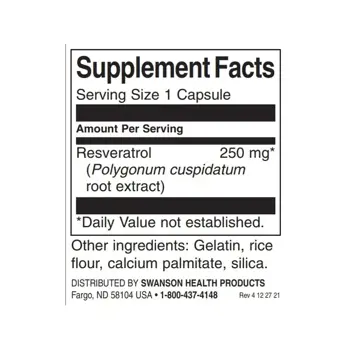 Swanson Resveratrol Мощен антиоксидант за сърдечно-съдово здраве и дълголетие