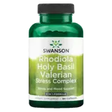 Swanson Rhodiola, Holy Basil, Valerian Stress Complex Билков комплекс за борба със стреса х 180 капсули