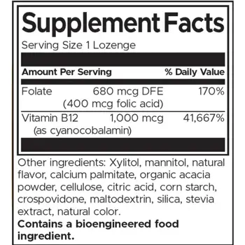 Swanson Vitamin B12 с фолиева киселина – с вкус на ягода и без захар