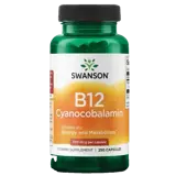 Swanson Vitamin B12 Cyanocobalamin 500 мкг за енергия и метаболизъм х 250 капсули