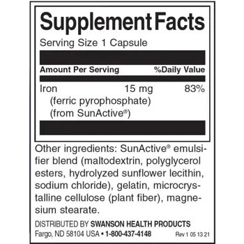 Swanson SunActive Iron Желязо, което не дразни стомаха х 90 капсули