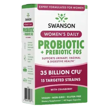 Swanson Women's Daily Probiotic + Prebiotic FOS Пробиотик за жени с червена боровинка х 60 веге капсули