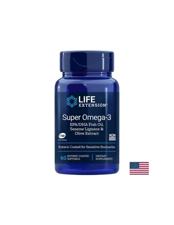Life Extension Super Omega-3 Омега-3 от риба с добавени Лигнан от сусам и Маслина х 60 стомашно-устойчиви софтгел капсули
