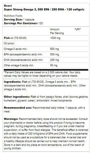 Osavi Super Strong Omega 3 | 500 EPA / 250 DHA Висококонцентрирано рибено масло