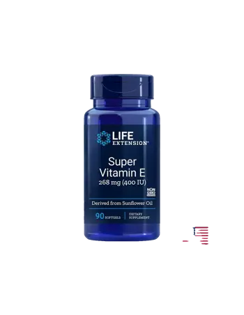 Life Extension Super Vitamin E (d-алфа токоферол) 400 IU х 90 софтгел капсули