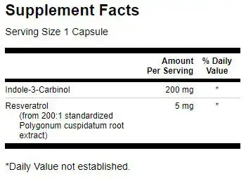 SWANSON Indole-3-Carbinol with Resveratrol 200 мг - 60 капсули, 60 дози
