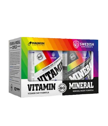 SWEDISH Supplements Vitamin Day Formula & Mineral Night Formula Complex Спортни Мултивитамини - 2 x 120 капсули, 60 дози