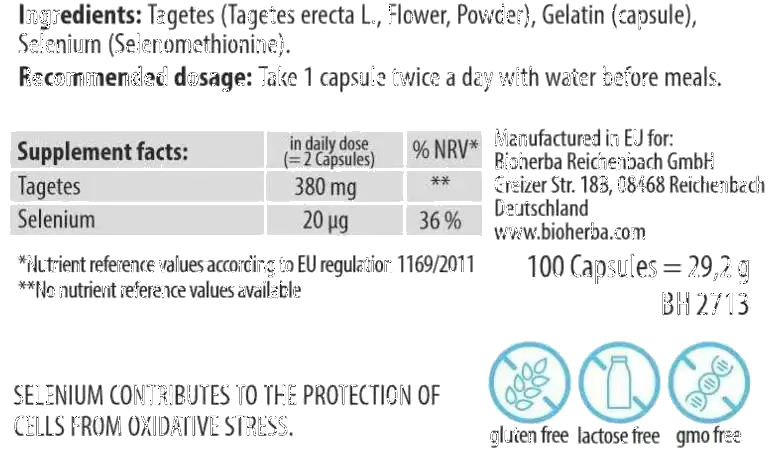 Bioherba Tagetes 190 mg Турта със Селен х 100 капсули