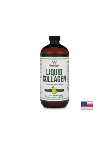 Double Wood Liquid Collagen + витамин С и биотин - Грижа за кожата, косата и ставите, 473 ml, с аромат на круша