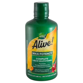 Течен Мултивитамин Алайв Максимум Сила Alive! Complete Liquid Multivitamin Max Potency - 900 мл, 180 дози за 6 месеца прием