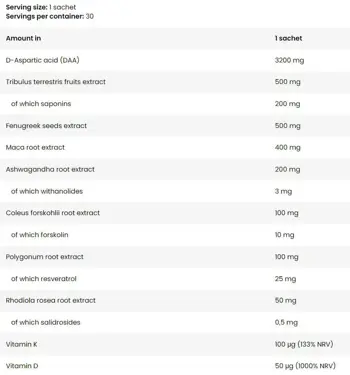 FA Nutrition Test Pak Testosterone Boost Formula Тестостеронов Бустер - 30 пакета, 30 дози