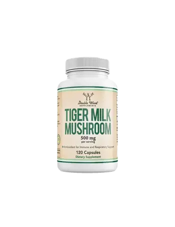 Double Wood Tiger Milk Mushroom Дихателна система и имунна подкрепа, 500 mg, 120 капсули