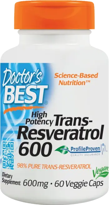 Doctor's Best Trans-Resveratrol 600 mg Мощен Антиоксидант за Дълголетие х 60 капсули