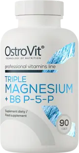 OstroVit Triple Magnesium + B6 P-5-P Магнезиев Комплекс + Витамин B6 - 90 капсули, 30 дози
