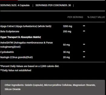 Rich Piana 5% Nutrition Turkesterone 1200 with Beta-Ecdysterone & AstraGin За мускулен растеж и възстановяване