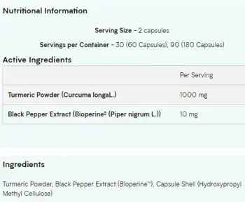 MyProtein Turmeric & Bioperine Куркума и Черен Пипер - 60 капсули, 30 дози