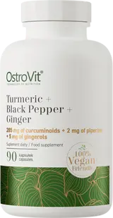OstroVit Turmeric + Black Pepper + Ginger Куркума + Черен Пипер + Джиндифил - 90 капсули, 90 дози