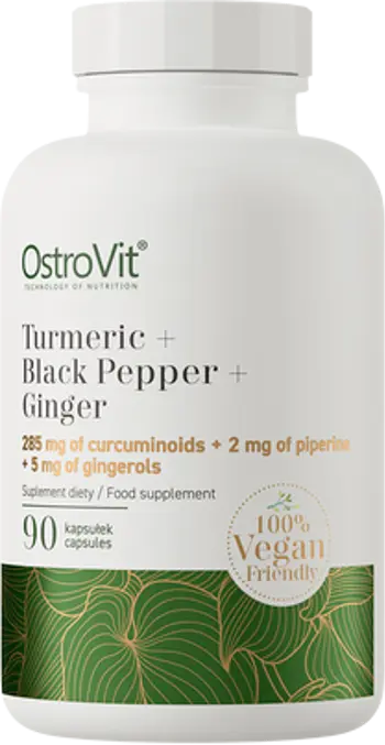 OstroVit Turmeric + Black Pepper + Ginger Куркума + Черен Пипер + Джиндифил - 90 капсули, 90 дози