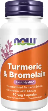 NOW Foods Turmeric & Bromelain Куркума и Бромелаин - 90 веге капсули, 45 дози