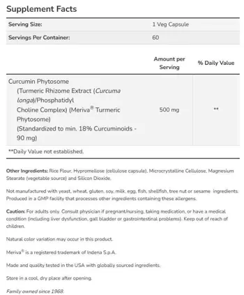 NOW Foods Turmeric Curcumin Phytosome Bio-Enhanced Turmeric Extract with Meriva® Куркума - 60 веге капсули, 60 дози