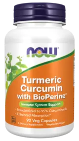 NOW Foods Turmeric Curcumin with BioPerine® Куркумин + BioPerine® Екстракт от Черен Пипер - 90 веге капсули, 90 дози