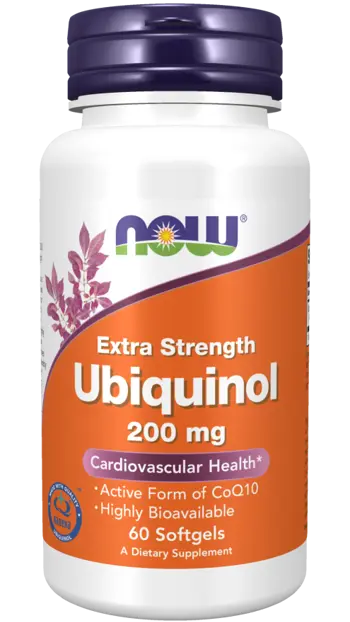 NOW Foods Ubiquinol 200 мг Extra Strength Коензим Q10 Убиквинол - 60 гел капсули, 60 дози
