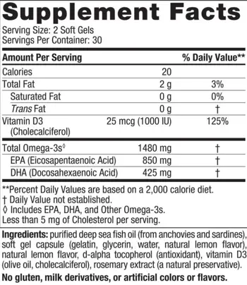 Nordic Naturals Ultimate Omega Xtra With Vitamin D3 За сърце, мозък, кости и стави